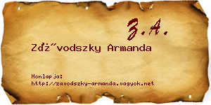 Závodszky Armanda névjegykártya